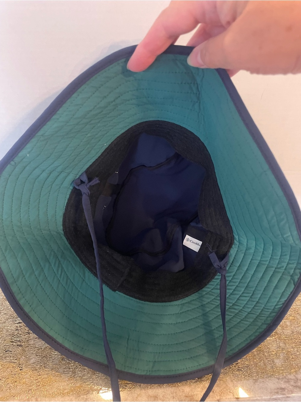 NWT Coolibar Dark Navy Wide-Brim Sun Hat with Chin Cord - Picture 7 of 7